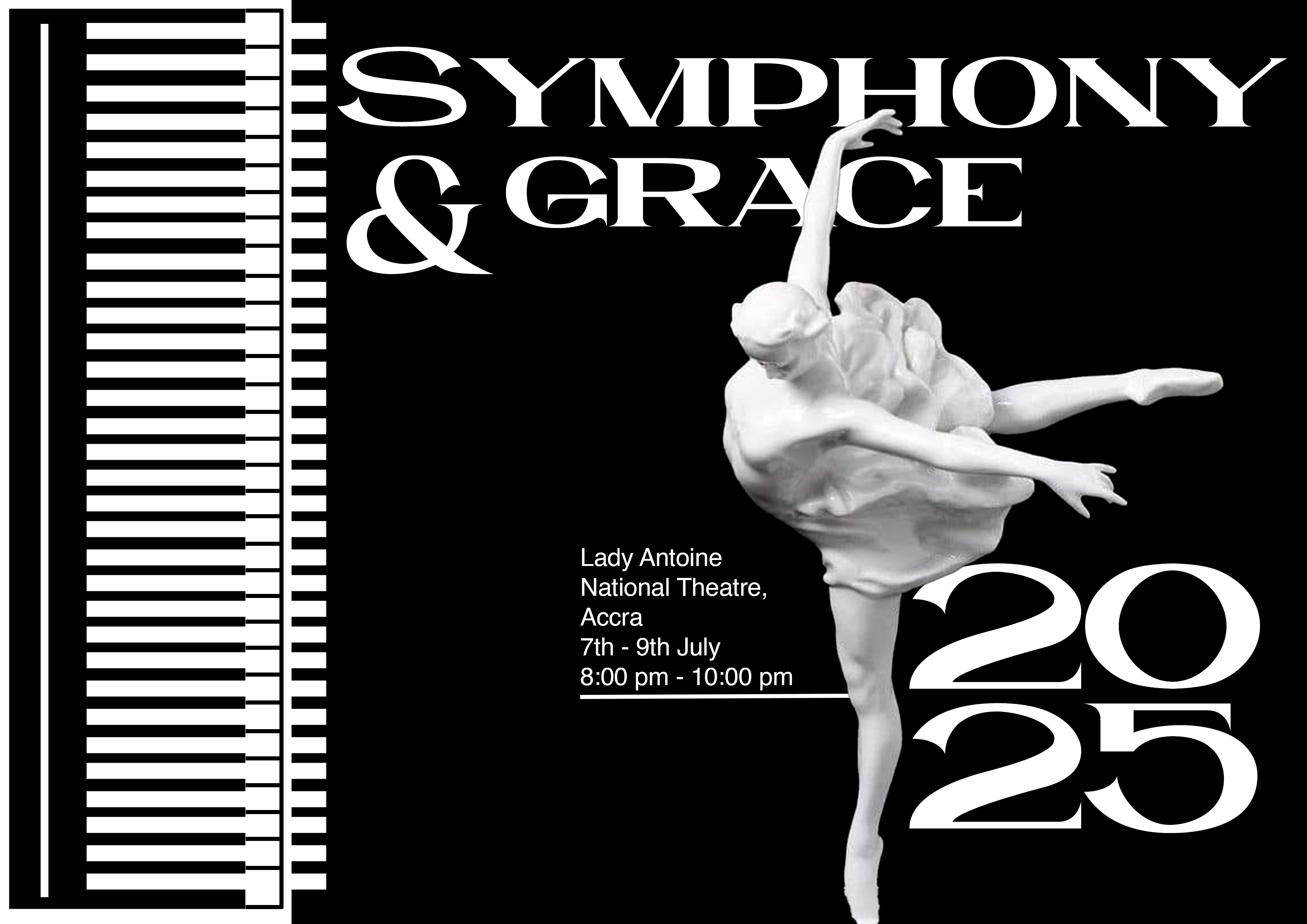 Poster design made for a ballet performance, featuring a ballerina figurine